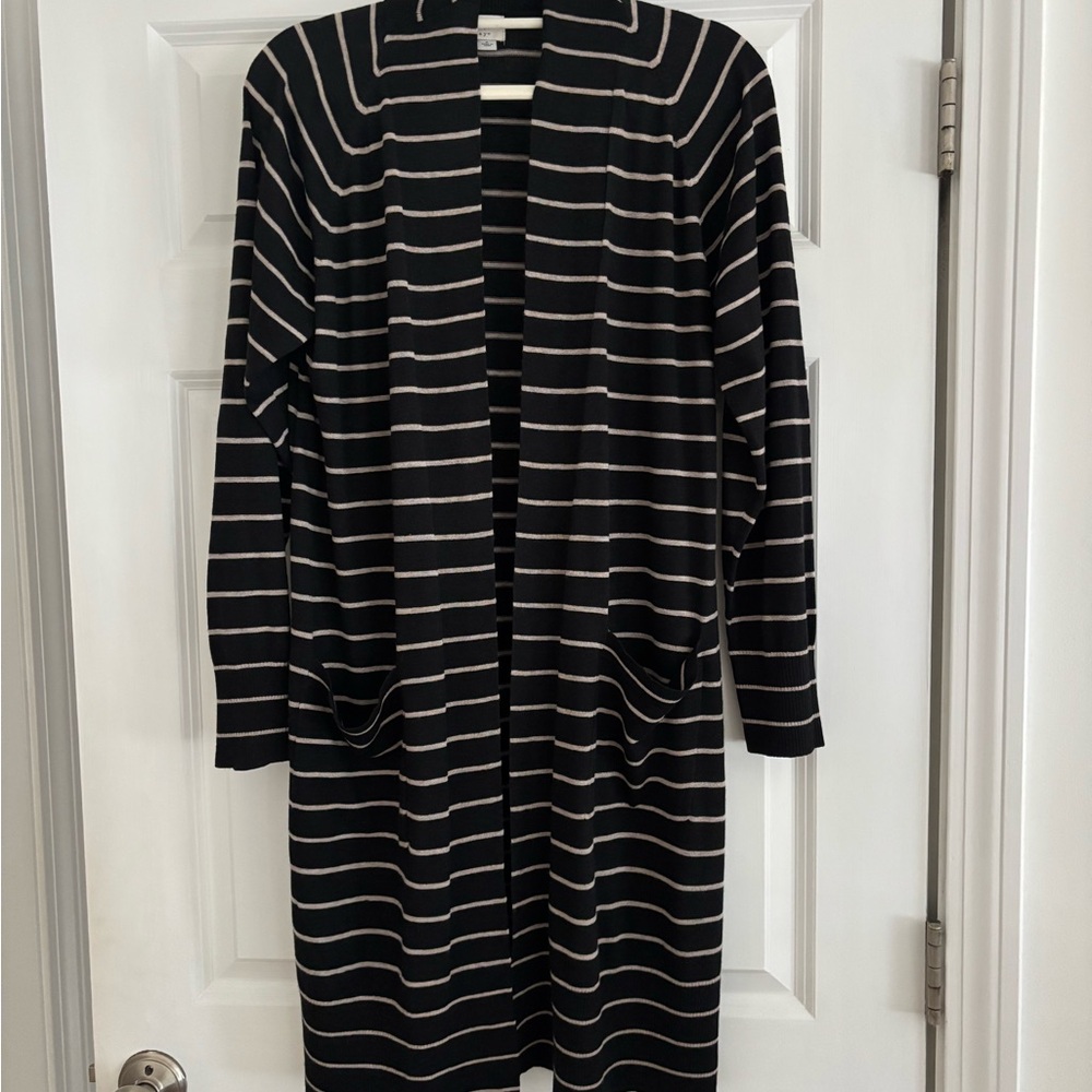 Black and White Striped Cardigan